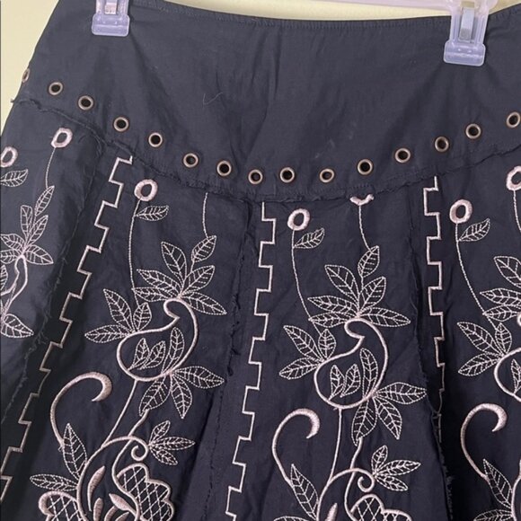 Lucy Paris Black Boho skirt with beige Embroidery zip at the side. - Picture 2 of 2